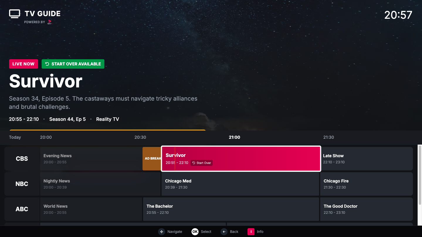 Sync EPG TV view